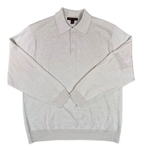 Linea Uomo Wool Blend Polo Shirt Mens‎ XL Beige Long Sleeve Comfort Core